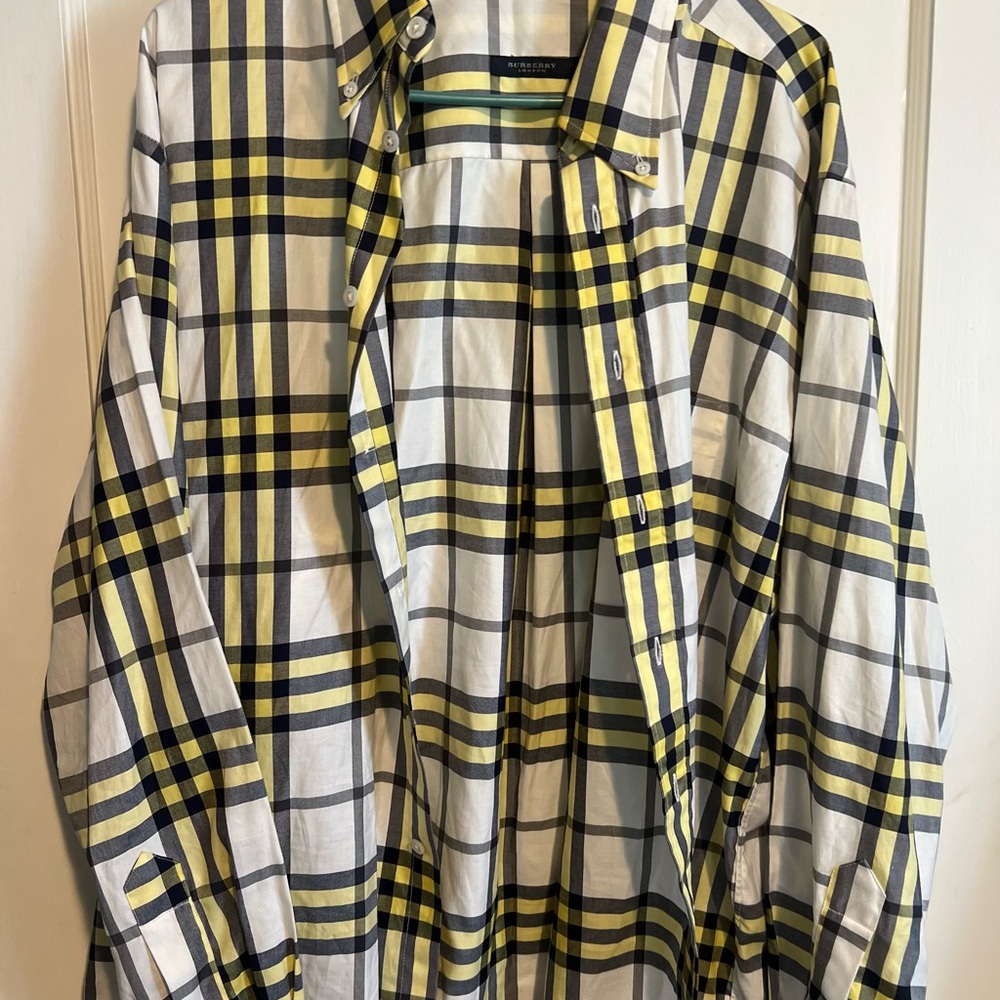 Burberry Yellow and Gray Plaid Shirt